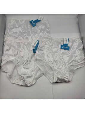 VTG Granny Panty 3 Pair Elastic Pinup Nylon white Panties SZ 5/6 Carole USA